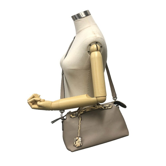 FENDI By the Way Shoulder Bag Handbag Beige Tan Python Leather